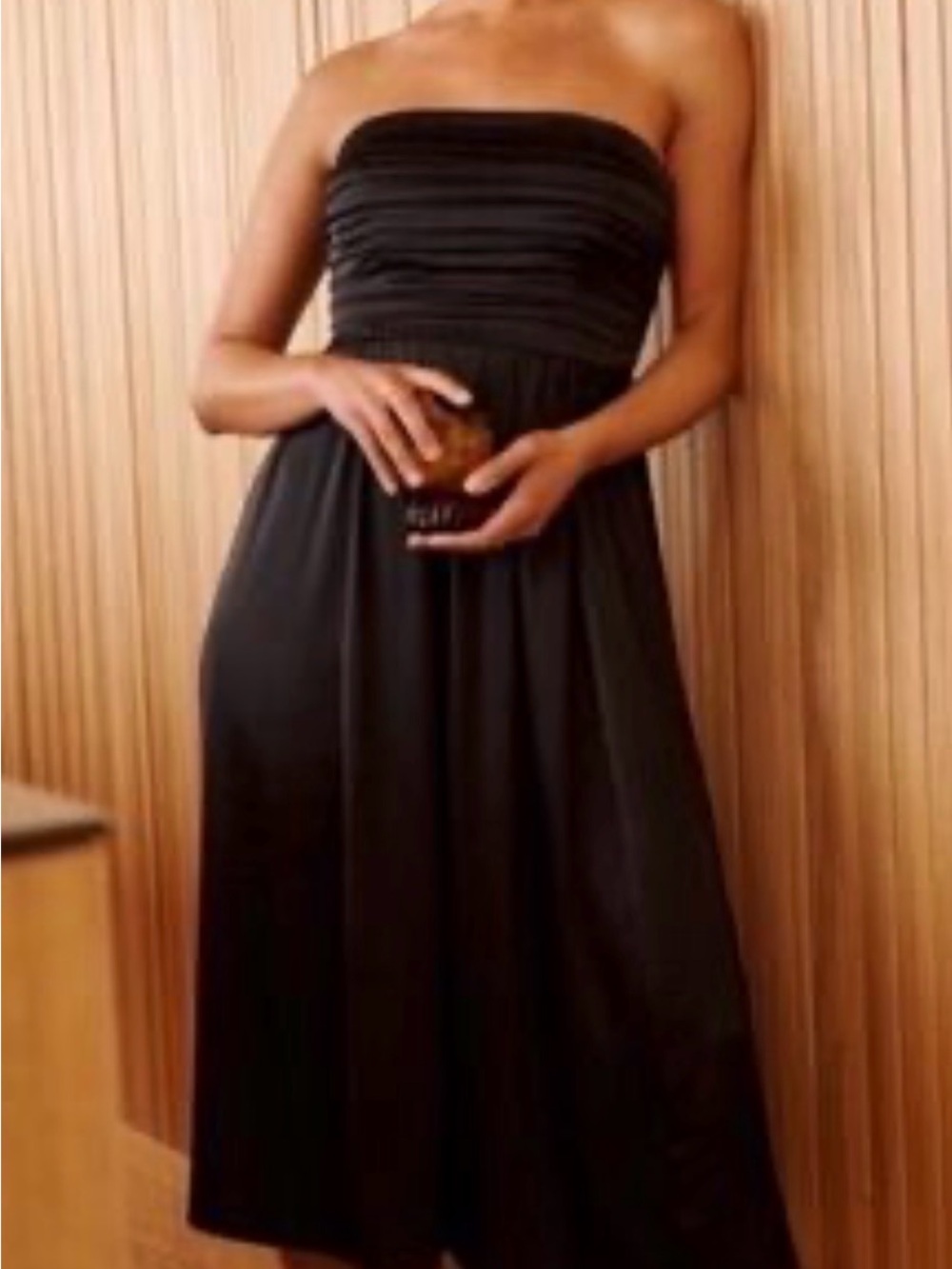 Abercrombie and Fitch Strapless Black Midi Dress - Elegant Evening Style. Sz S.